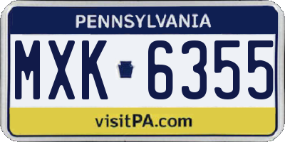 PA license plate MXK6355