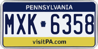 PA license plate MXK6358