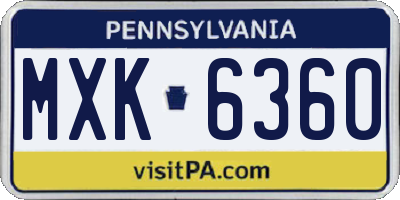 PA license plate MXK6360