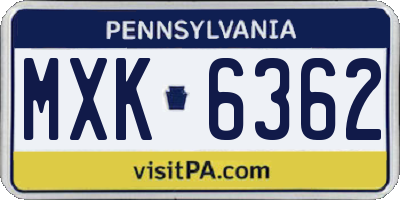 PA license plate MXK6362