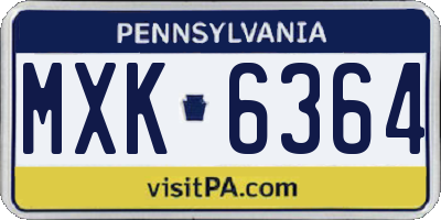 PA license plate MXK6364