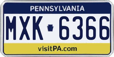 PA license plate MXK6366