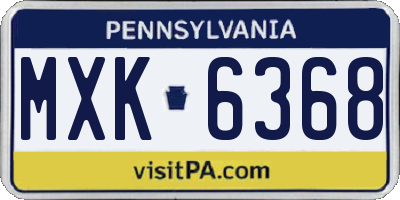 PA license plate MXK6368