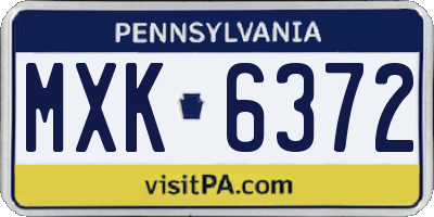 PA license plate MXK6372