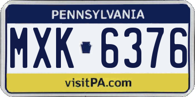 PA license plate MXK6376