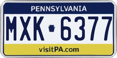 PA license plate MXK6377