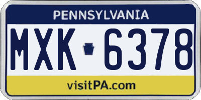 PA license plate MXK6378