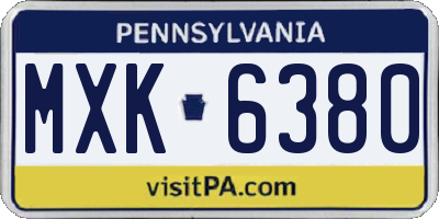 PA license plate MXK6380