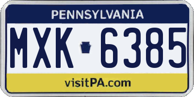 PA license plate MXK6385