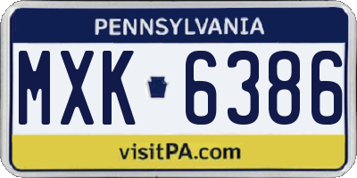 PA license plate MXK6386