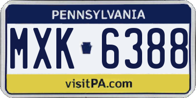 PA license plate MXK6388