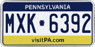 PA license plate MXK6392