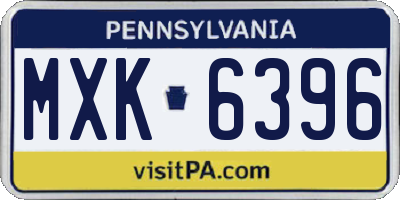 PA license plate MXK6396