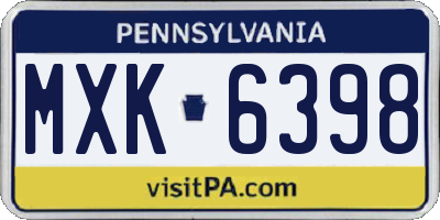 PA license plate MXK6398
