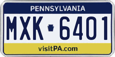 PA license plate MXK6401