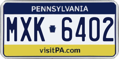 PA license plate MXK6402