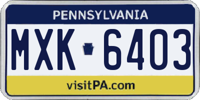 PA license plate MXK6403