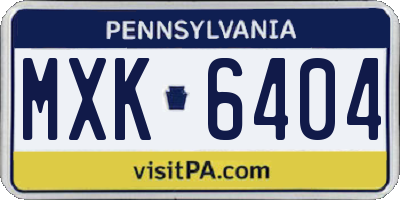 PA license plate MXK6404