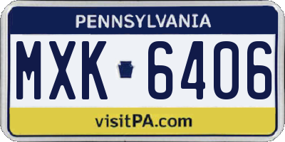 PA license plate MXK6406