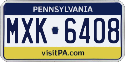 PA license plate MXK6408