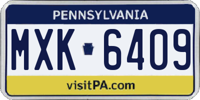 PA license plate MXK6409