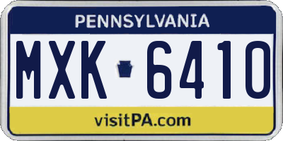 PA license plate MXK6410