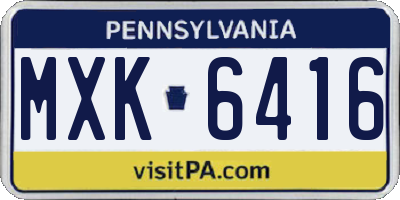 PA license plate MXK6416