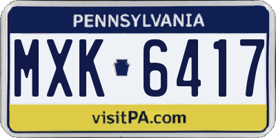 PA license plate MXK6417