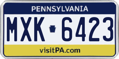 PA license plate MXK6423