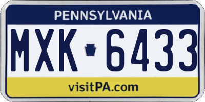 PA license plate MXK6433