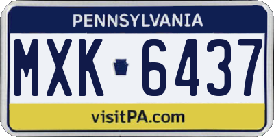 PA license plate MXK6437