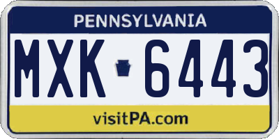 PA license plate MXK6443