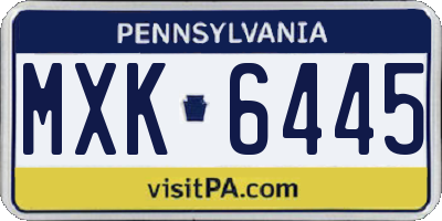 PA license plate MXK6445