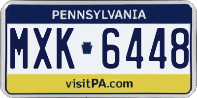 PA license plate MXK6448