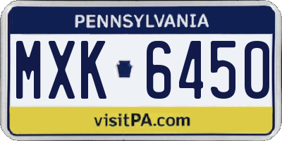PA license plate MXK6450