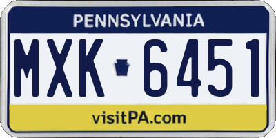 PA license plate MXK6451