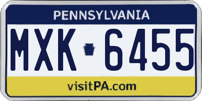 PA license plate MXK6455