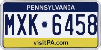 PA license plate MXK6458