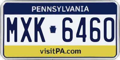 PA license plate MXK6460