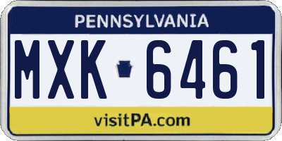 PA license plate MXK6461