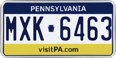 PA license plate MXK6463