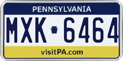 PA license plate MXK6464