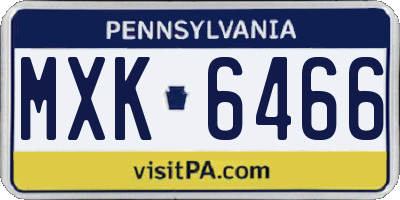 PA license plate MXK6466