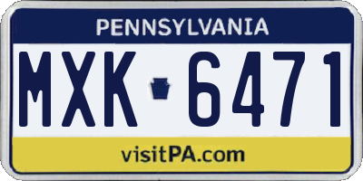 PA license plate MXK6471