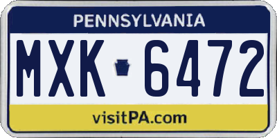 PA license plate MXK6472