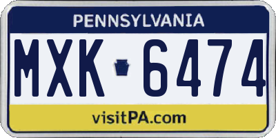 PA license plate MXK6474