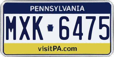 PA license plate MXK6475