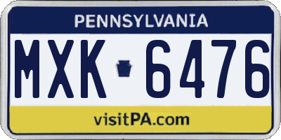 PA license plate MXK6476