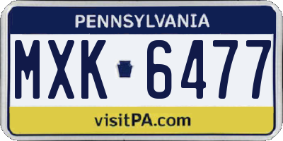 PA license plate MXK6477