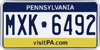 PA license plate MXK6492